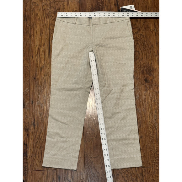 Banana Republic Dress Pants Hampton Fit Crop Beige Patterned - Women's 4 Petite - Picture 4 of 10